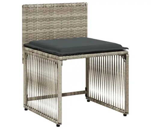 7-Daļīgs Dārza Mēbeļu Komplekts, Matrači,Gaiši Pelēka Pe Pinums Vidaxl