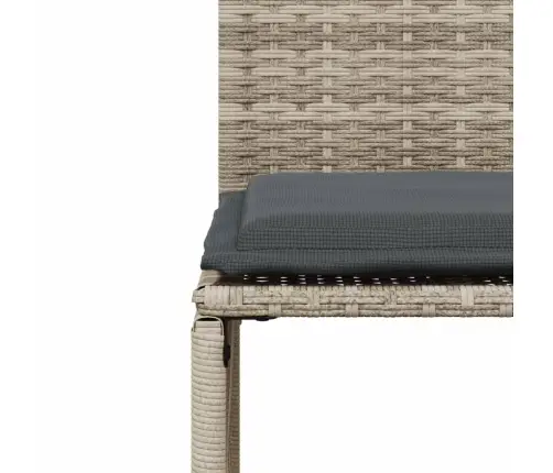 7-Daļīgs Dārza Mēbeļu Komplekts, Matrači,Gaiši Pelēka Pe Pinums Vidaxl