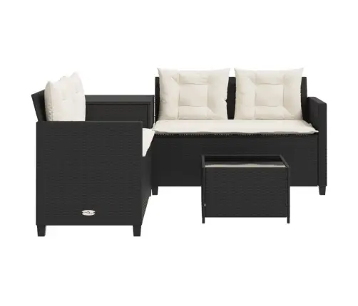 Dārza Dīvāns Ar Galdiņu Un Spilveniem, Melna Pe Rotangpalma Vidaxl