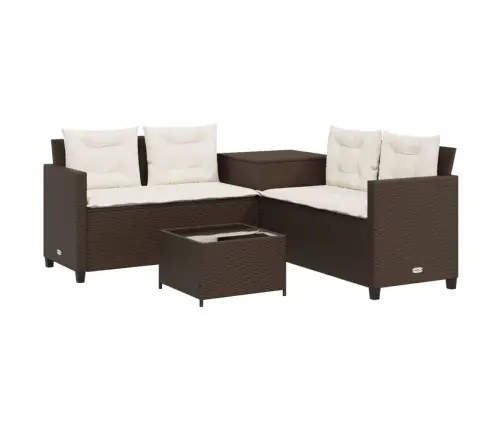 Dārza Dīvāns Ar Galdiņu Un Spilveniem, Brūna Pe Rotangpalma Vidaxl