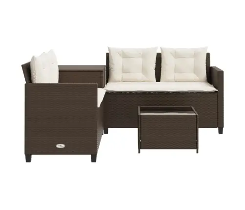 Dārza Dīvāns Ar Galdiņu Un Spilveniem, Brūna Pe Rotangpalma Vidaxl