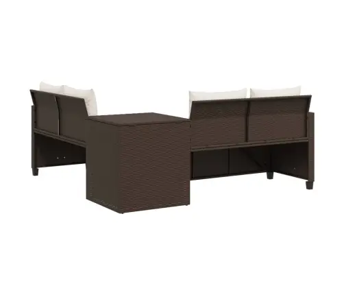 Dārza Dīvāns Ar Galdiņu Un Spilveniem, Brūna Pe Rotangpalma Vidaxl