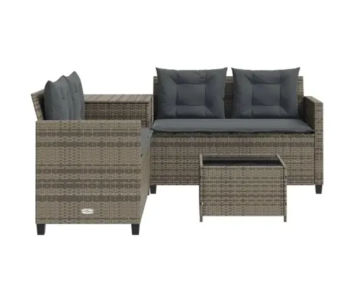 Dārza Dīvāns Ar Galdiņu Un Spilveniem, Pelēka Pe Rotangpalma Vidaxl