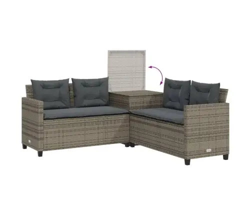 Dārza Dīvāns Ar Galdiņu Un Spilveniem, Pelēka Pe Rotangpalma Vidaxl