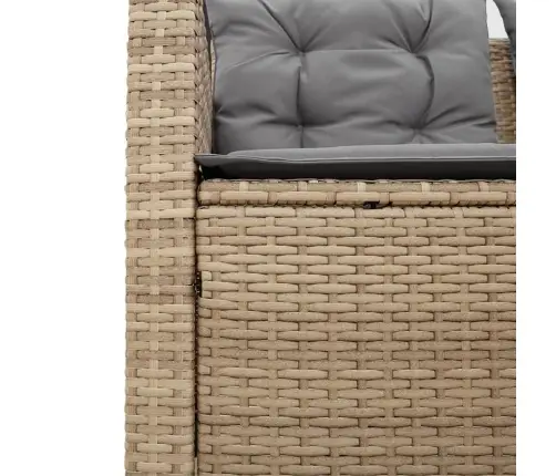 Sodo Sofa Su Stalu/Pagalvėlėmis, Smėlio, Poliratanas, L Formos