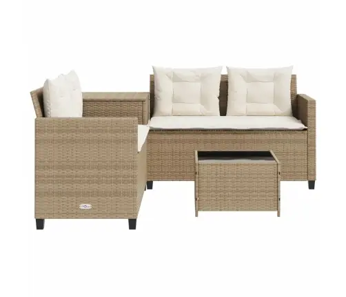 Dārza Dīvāns Ar Galdiņu Un Spilveniem, Bēša Pe Rotangpalma Vidaxl