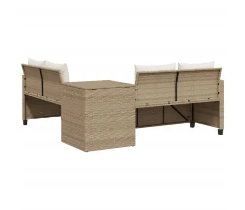 Dārza Dīvāns Ar Galdiņu Un Spilveniem, Bēša Pe Rotangpalma Vidaxl