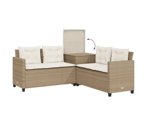 Dārza Dīvāns Ar Galdiņu Un Spilveniem, Bēša Pe Rotangpalma Vidaxl