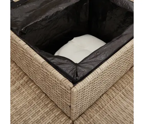 Dārza Dīvāns Ar Galdiņu Un Spilveniem, Bēša Pe Rotangpalma Vidaxl