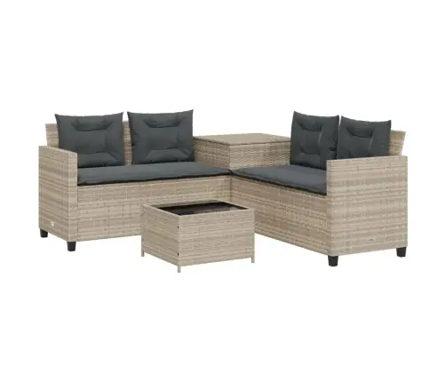 L-Kujuline Aiadiivan Koos Laua Ja Patjadega, Helehall, Rotang