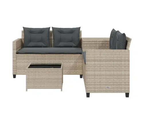 L-Kujuline Aiadiivan Koos Laua Ja Patjadega, Helehall, Rotang