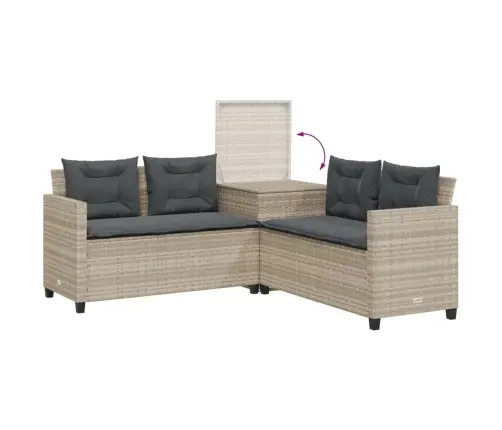 L-Kujuline Aiadiivan Koos Laua Ja Patjadega, Helehall, Rotang