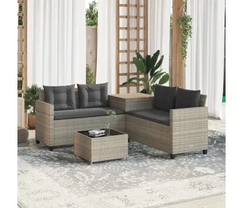 L-Kujuline Aiadiivan Koos Laua Ja Patjadega, Helehall, Rotang