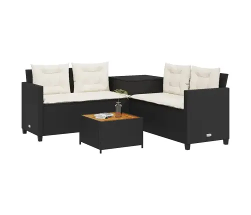 Dārza Dīvāns Ar Galdiņu Un Spilveniem, Melna Pe Rotangpalma Vidaxl