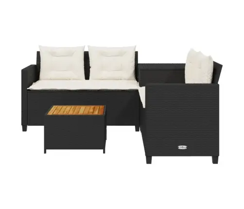 Dārza Dīvāns Ar Galdiņu Un Spilveniem, Melna Pe Rotangpalma Vidaxl