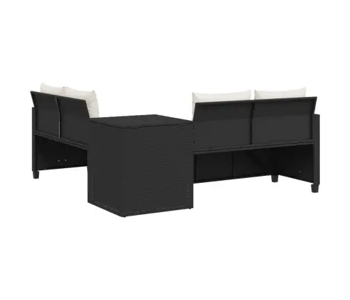 Dārza Dīvāns Ar Galdiņu Un Spilveniem, Melna Pe Rotangpalma Vidaxl