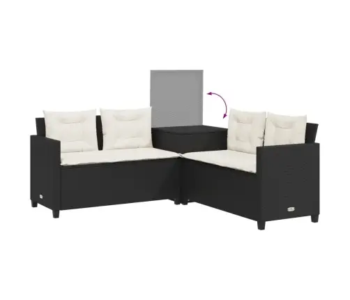 Dārza Dīvāns Ar Galdiņu Un Spilveniem, Melna Pe Rotangpalma Vidaxl