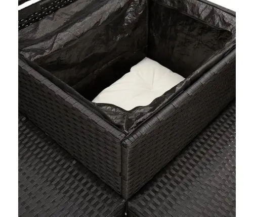 Dārza Dīvāns Ar Galdiņu Un Spilveniem, Melna Pe Rotangpalma Vidaxl