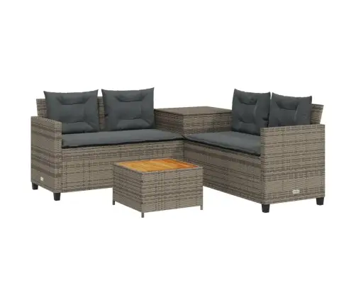 Dārza Dīvāns Ar Galdiņu Un Spilveniem, Pelēka Pe Rotangpalma Vidaxl