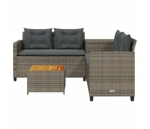 Dārza Dīvāns Ar Galdiņu Un Spilveniem, Pelēka Pe Rotangpalma Vidaxl