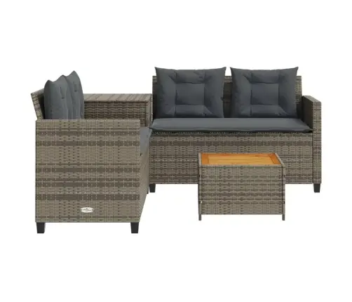 Dārza Dīvāns Ar Galdiņu Un Spilveniem, Pelēka Pe Rotangpalma Vidaxl