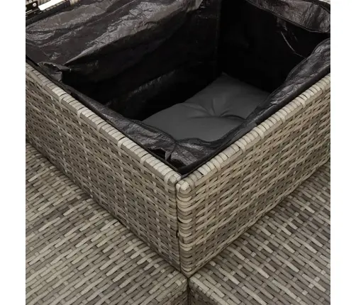 Dārza Dīvāns Ar Galdiņu Un Spilveniem, Pelēka Pe Rotangpalma Vidaxl