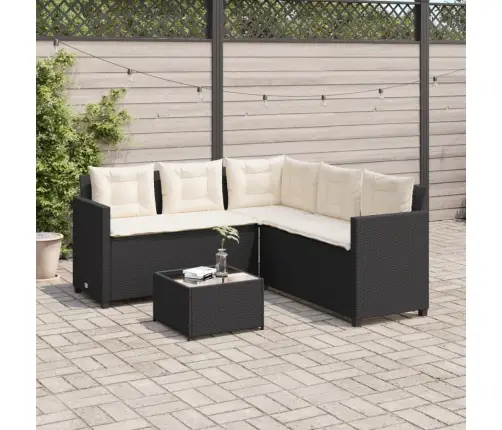 L-Kujuline Aiadiivan Koos Laua Ja Patjadega, Must, Polürotang