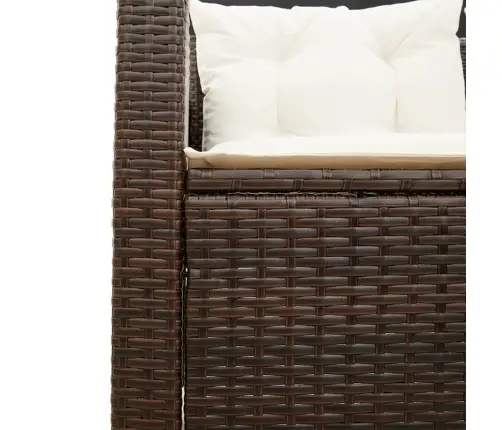 Sodo Sofa Su Stalu/Pagalvėlėmis, Ruda, Poliratanas, L Formos