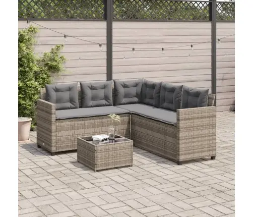 Dārza Dīvāns Ar Galdiņu Un Spilveniem, Pelēka Pe Rotangpalma Vidaxl