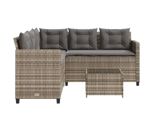 Dārza Dīvāns Ar Galdiņu Un Spilveniem, Pelēka Pe Rotangpalma Vidaxl