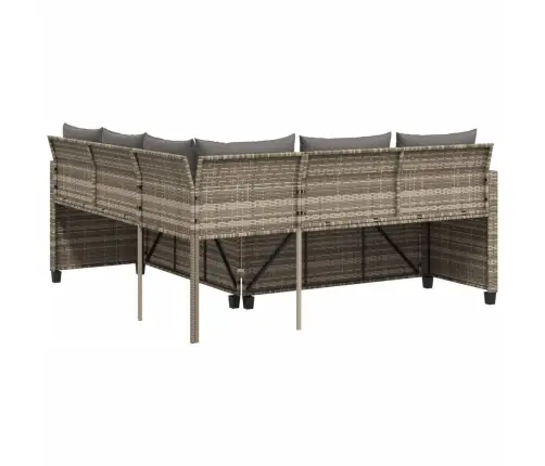 Dārza Dīvāns Ar Galdiņu Un Spilveniem, Pelēka Pe Rotangpalma Vidaxl