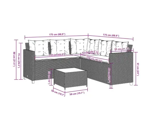 Dārza Dīvāns Ar Galdiņu Un Spilveniem, Pelēka Pe Rotangpalma Vidaxl