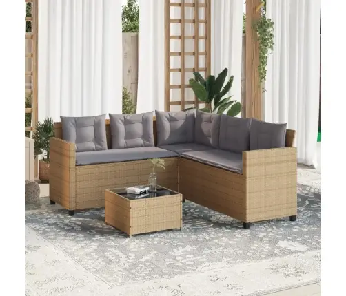 Dārza Dīvāns Ar Galdiņu Un Spilveniem, Bēša Pe Rotangpalma Vidaxl