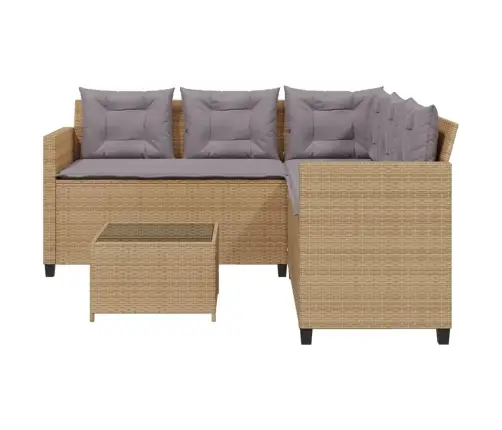 Dārza Dīvāns Ar Galdiņu Un Spilveniem, Bēša Pe Rotangpalma Vidaxl