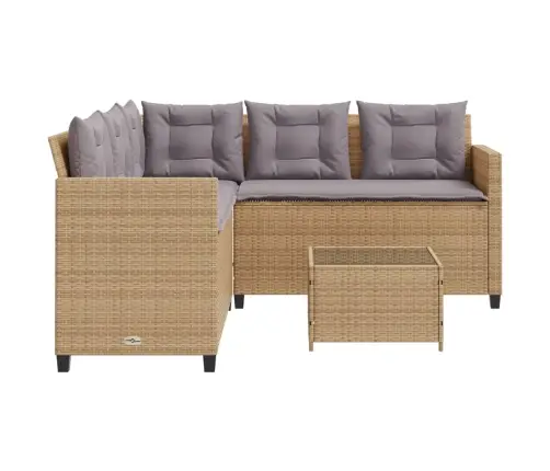 Dārza Dīvāns Ar Galdiņu Un Spilveniem, Bēša Pe Rotangpalma Vidaxl