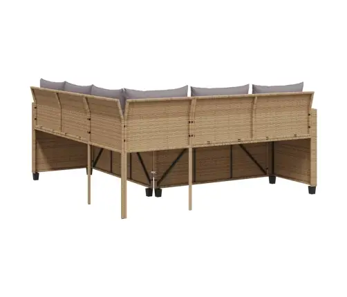 Dārza Dīvāns Ar Galdiņu Un Spilveniem, Bēša Pe Rotangpalma Vidaxl