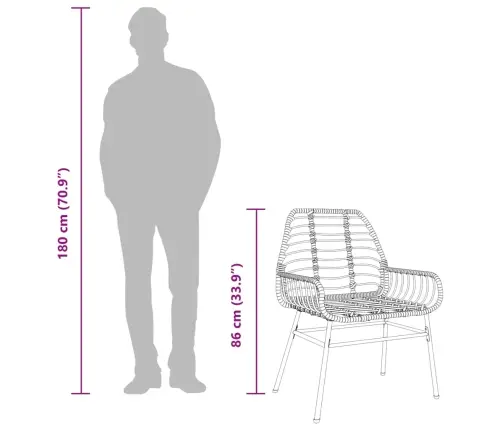 Dārza Krēsli, 2. Gab., Melna Pe Rotangpalma Vidaxl