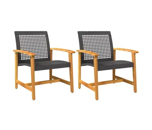 Dārza Krēsli, 2 Gab., Melna Pe Rotangpalma, Akācijas Koks Vidaxl