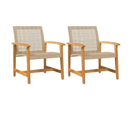 Dārza Krēsli, 2 Gab., Bēša Pe Rotangpalma, Akācijas Koks Vidaxl