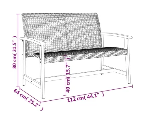 Dārza Sols, 112 Cm, Bēša Pe Rotangpalma, Akācijas Masīvkoks Vidaxl