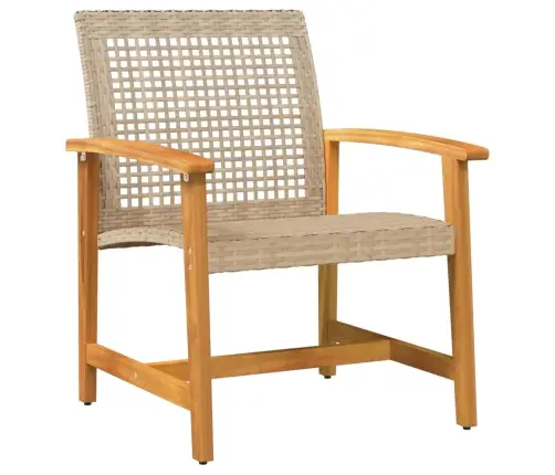 Bistro Baldų Komplektas, 3 Dalių, Smėlio, Poliratanas/Akacija