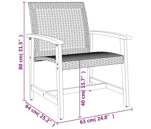 Bistro Baldų Komplektas, 3 Dalių, Smėlio, Poliratanas/Akacija