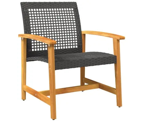 5-Daļīgs Dārza Mēbeļu Komplekts, Melna Pe Rotangpalma, Akācija Vidaxl