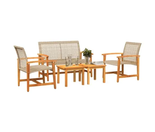 5-Daļīgs Dārza Mēbeļu Komplekts, Bēša Pe Rotangpalma, Akācija Vidaxl