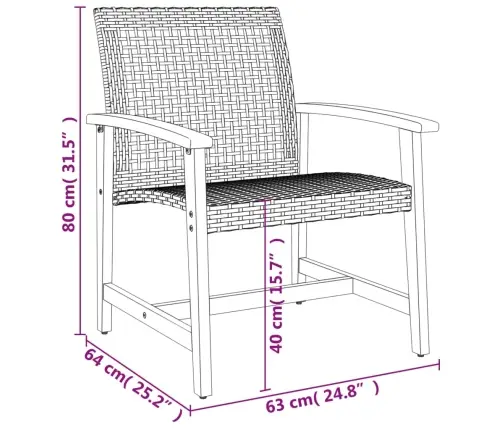 5-Daļīgs Dārza Mēbeļu Komplekts, Bēša Pe Rotangpalma, Akācija Vidaxl