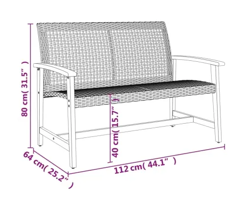 5-Daļīgs Dārza Mēbeļu Komplekts, Bēša Pe Rotangpalma, Akācija Vidaxl