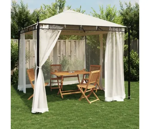 Võrkseintega Paviljon, Kreemjas, 2,93 X 2,93 M, Teras