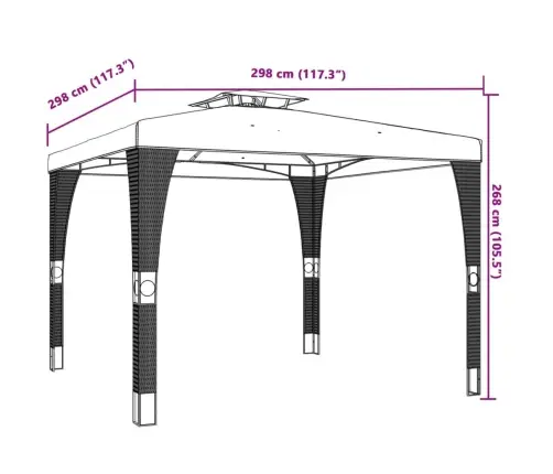 Nojume Ar Dubultu Jumtu, Krēmkrāsas, 2,98X2,98 M, Tērauds Vidaxl