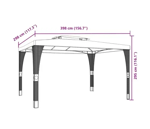 Nojume Ar Dubultu Jumtu, Antracītpelēka, 3,98X2,98 M, Tērauds Vidaxl