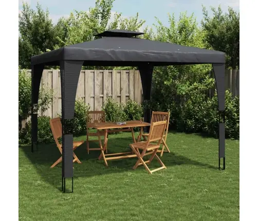 Nojume Ar Dubultu Jumtu, Antracītpelēka, 3,98X2,98 M, Tērauds Vidaxl